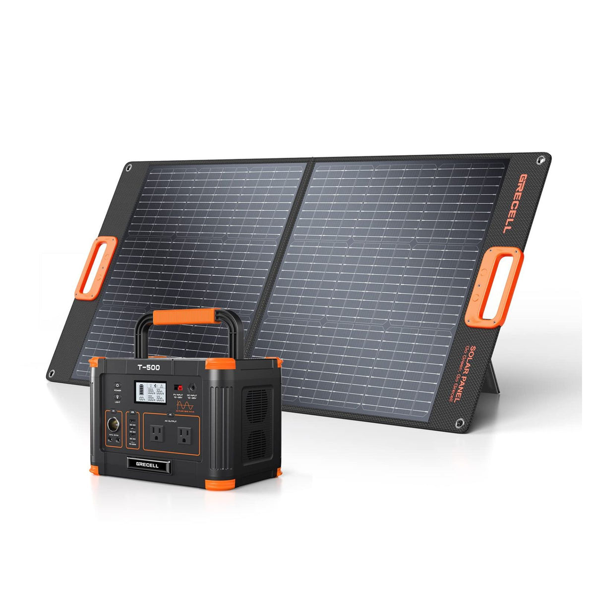 GRECELL Portable Power Station 500W with Portable Solar Panel