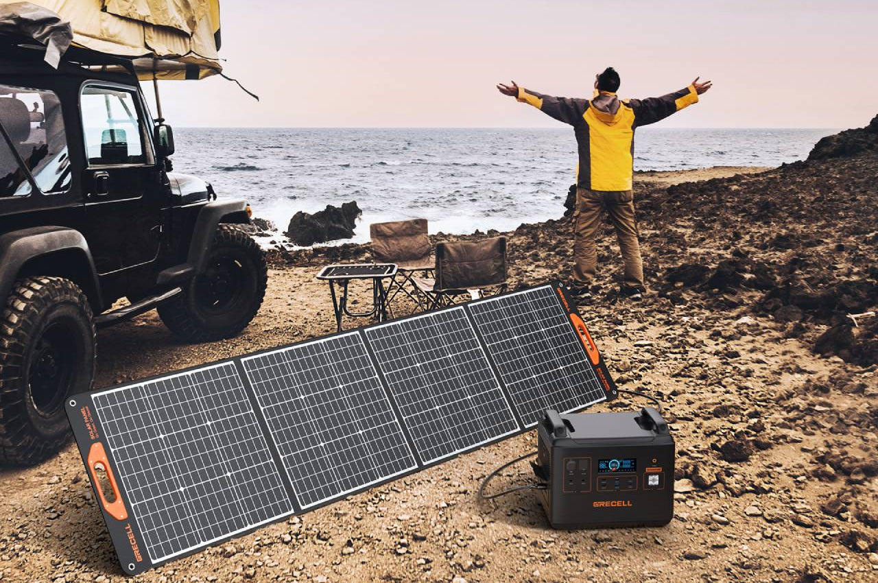 GRECELL Generador solar de 1000 W con panel solar portátil de 200 W,  estación de energía portátil de 999 Wh, generador de energía solar, batería  de