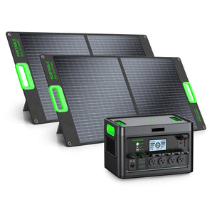 EBL 2400W Portable Power Station with 2×100W Solar Panels, Solar Generator Kit for Home Backup, RV Camping, Emergency Power, Off-Grid & Outdoor Adventures