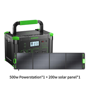 GRECELL 500W Portable Power Station with 200W Solar Panel for Camping, RV, Emergency Backup & Outdoor Adventures