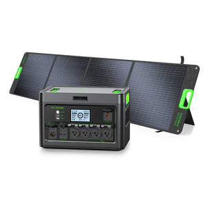 2400W Portable Power Station with 200W Solar Panel (Ship Separately),1843.2Wh LiFePO4 Battery Backup for Home Use,Solar Generator,4 AC Outlets Up to 2400W, for Outdoor,Off-Grid Living,RV Trip