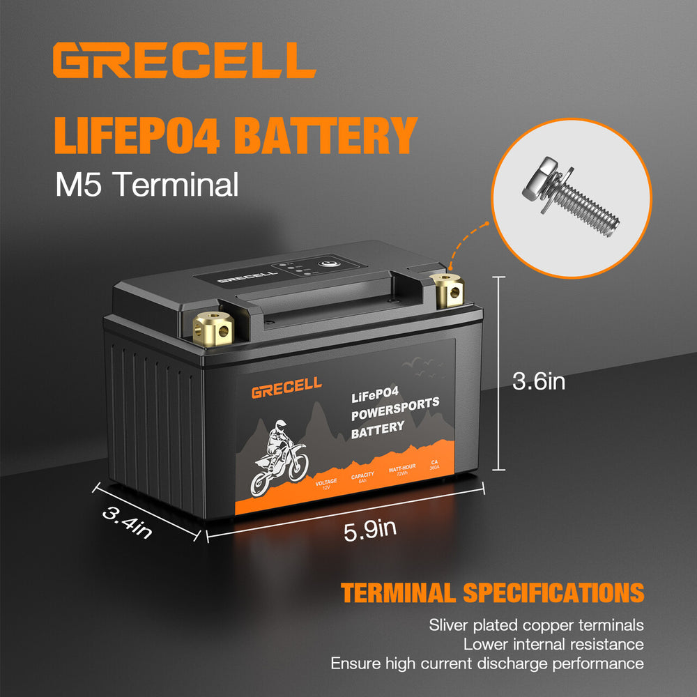 GRECELL YTZ14S-BS Lithium 12V 6Ah Motorcycle Battery