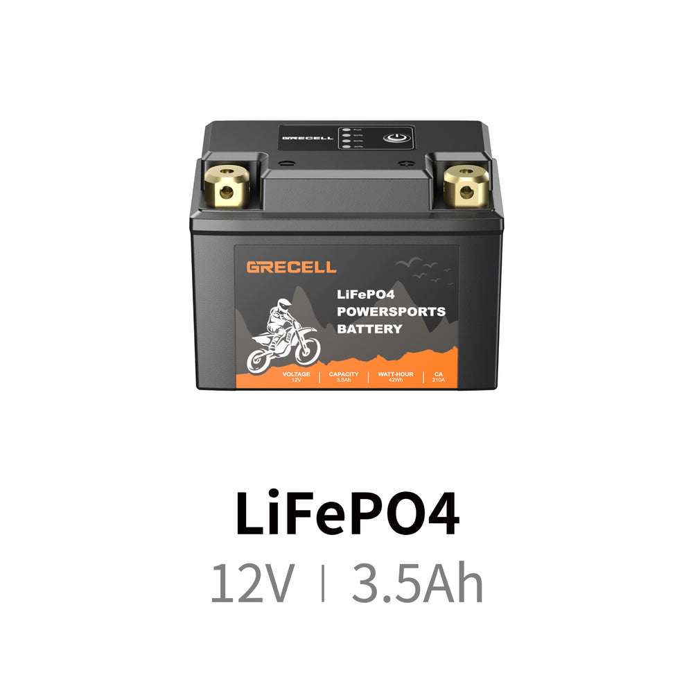 GRECELL Lithium 12V 3.5Ah Motorcycle LiFePO4 Battery