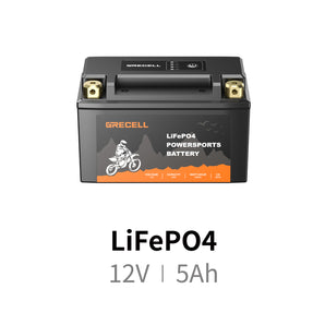 GRECELL Lithium 12V 5Ah Motorcycle LiFePO4 Battery