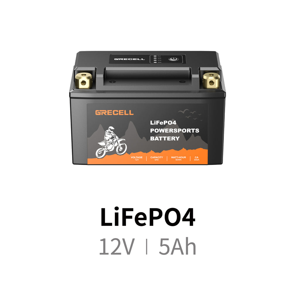 GRECELL Lithium 12V 5Ah Motorcycle LiFePO4 Battery