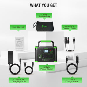 🛒 Add to Cart · $199.99 | GRECELL 500W Portable Power Station 519Wh Solar Generator for Camping & Home Backup