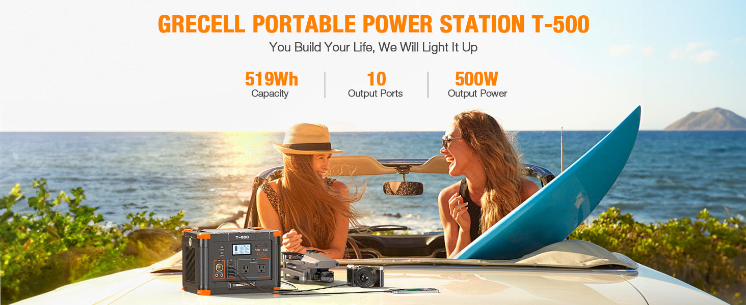 GRECELL All-Round Portable Power Station with 500W Total Output