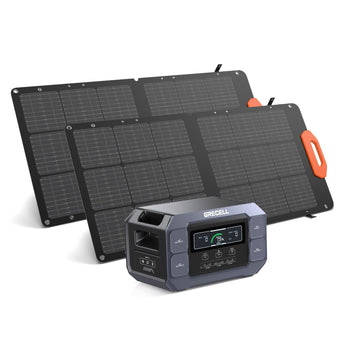GRECELL 2200W Portable Power Station With Foldable Solar Panels