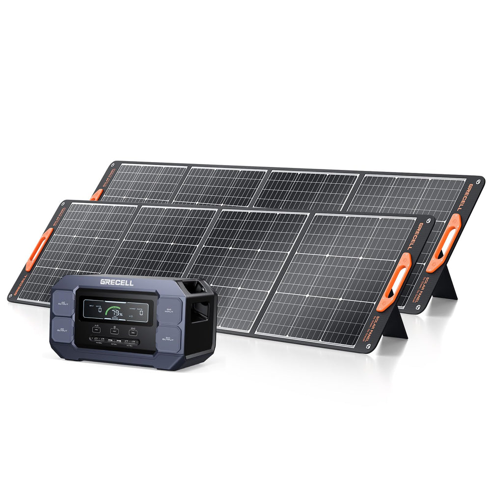 GRECELL 2200W Portable Power Station With 2 x 200W Pro Solar Panels