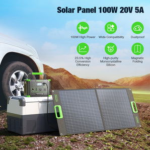 100W Portable Solar Panel for Power Station Generator, Waterproof Foldable