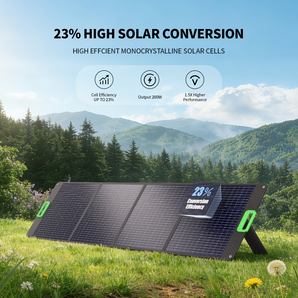 200W Portable Solar Panel for Power Station, Solar Charger w/ 4 Kickstands