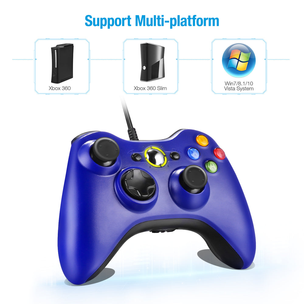 
                  
                    USB Wired Controller Gamepad for Microsoft Xbox 360 Console PC Win 7 8 10 Blue
                  
                