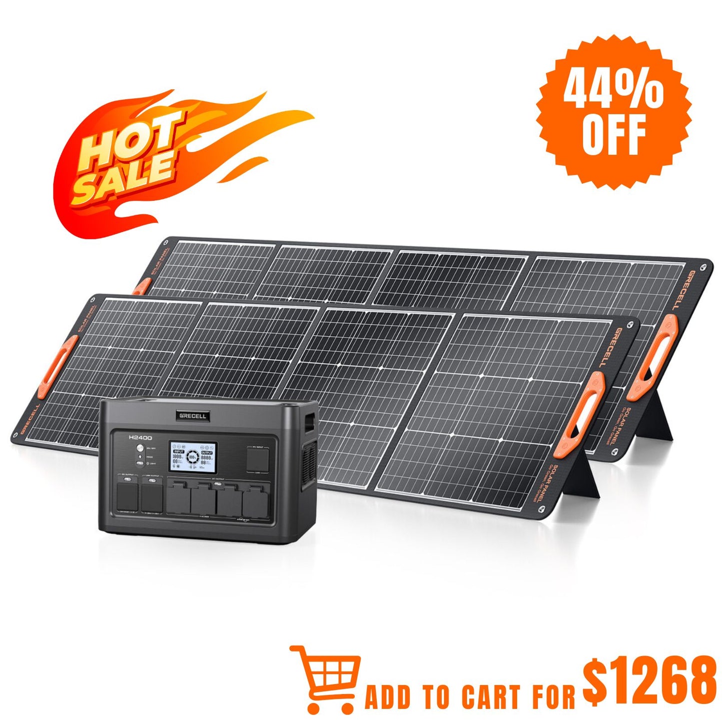 
                  
                    GRECELL Portable Power Station 2400W With Foldable Solar Panel
                  
                