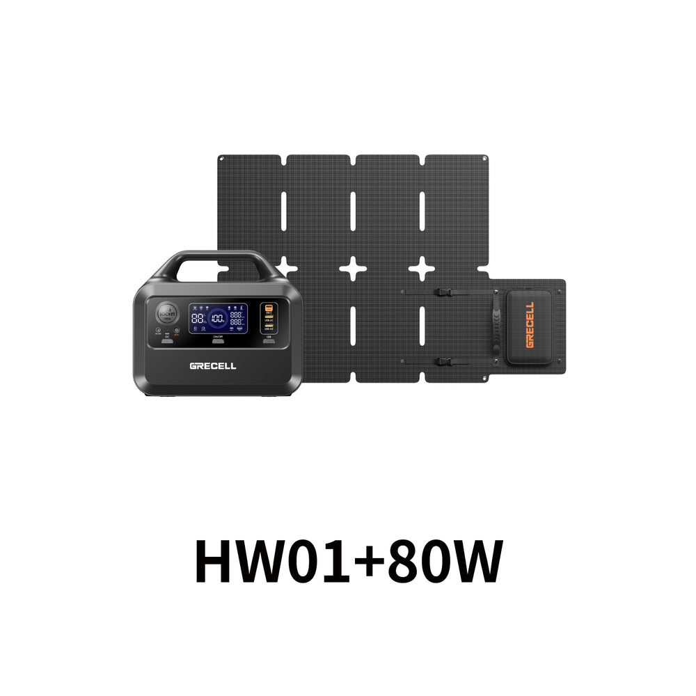 GRECELL Portable Power Station 300W with 80W Solar Panel