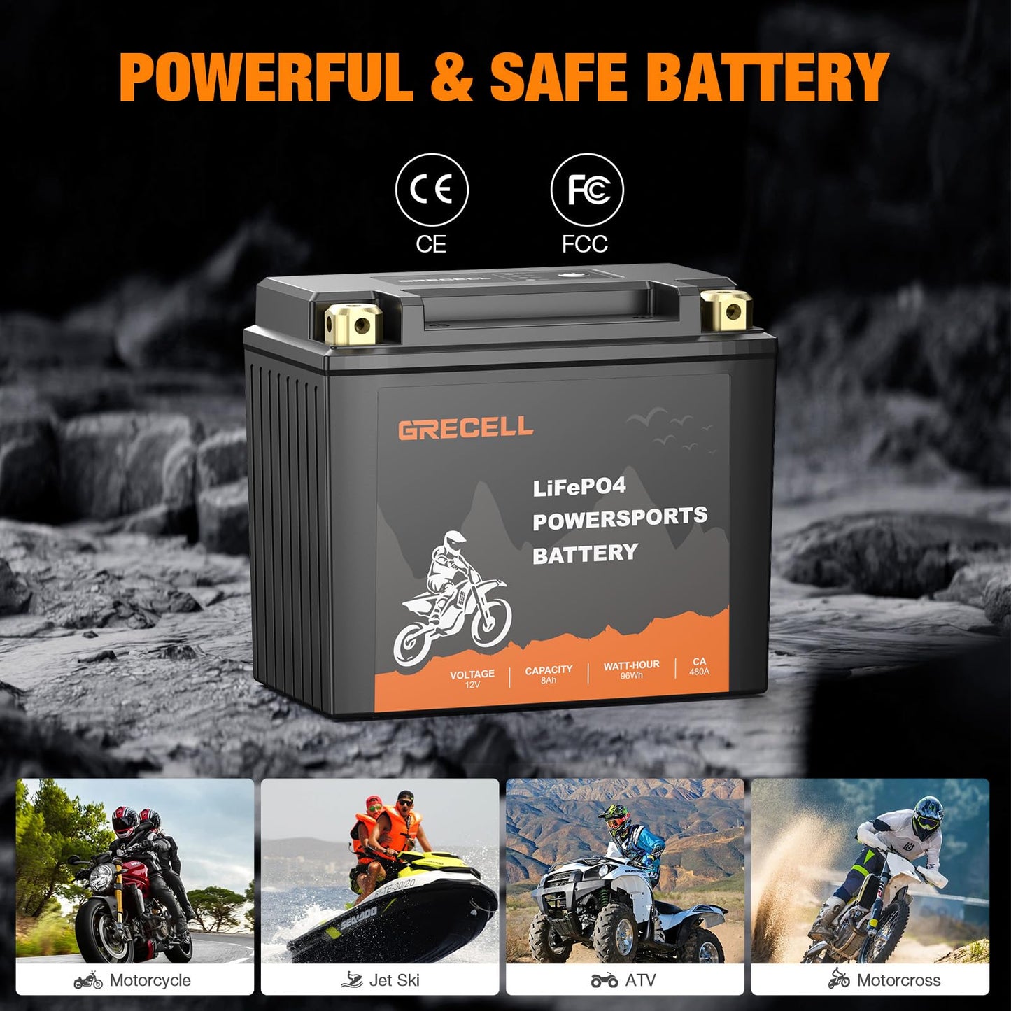 Banshee LiFePO4 Motorcycle Battery – YTX20L-BS, 12V 18Ah, 550 CCA, Ultra-Lightweight