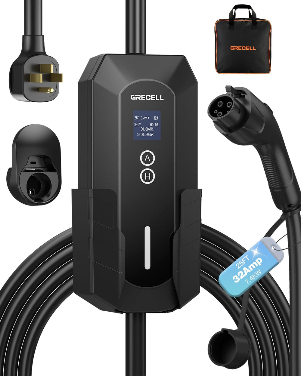 GRECELL 7.4KW Portable Level 2 EV Charger