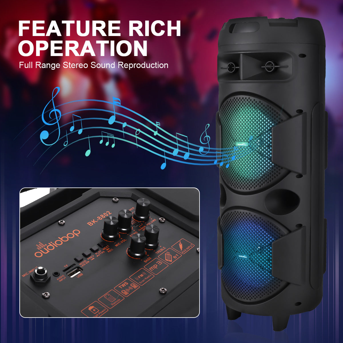 
                  
                    BEYGO Portable Party Speaker with Double Subwoofer Heavy Bass
                  
                