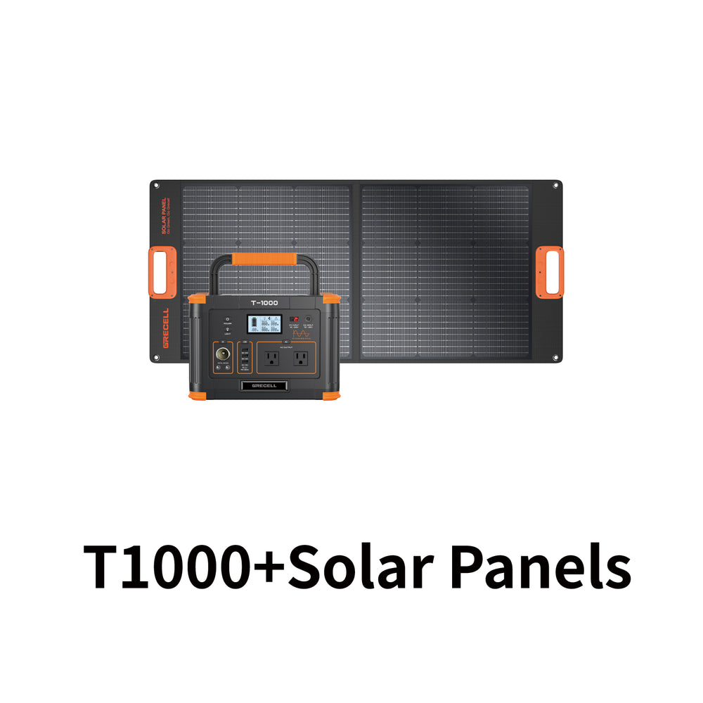 GRECELL 1000W Portable Power Station With Foldable Solar Panel