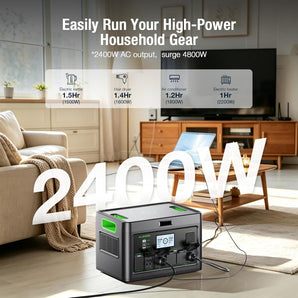 Portable Power Station 2400W Solar Generator for Home Use,1843.2Wh UPS Home Battery Backup, LiFePO4 Battery Supply with 12 Outlets(2400W AC Outlets), 2Hrs Quick Charge, RV Camping
