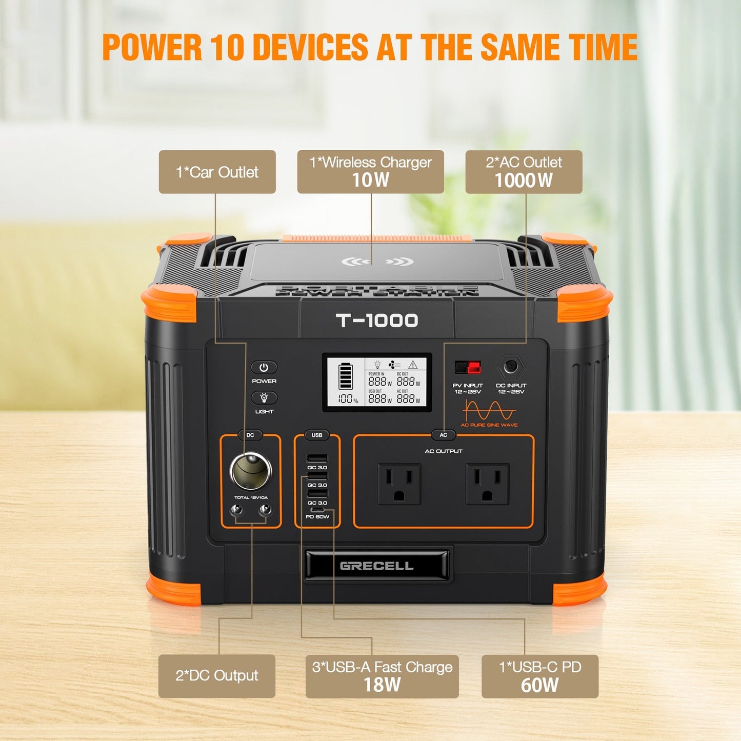 
                  
                    GRECELL Portable Power Station 1000W
                  
                