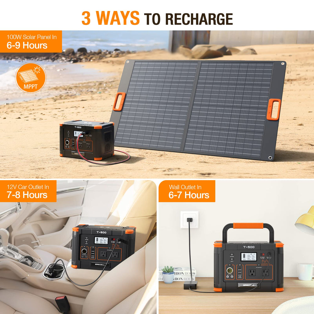 
                  
                    Portable Power Station 500W with Portable 100W Solar Panel
                  
                