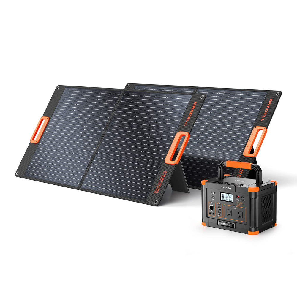GRECELL 1000W Portable Power Station With Foldable Solar Panel