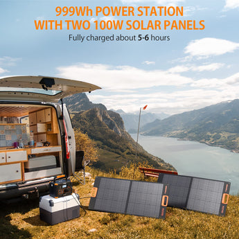 GRECELL 1000W Portable Power Station With 2x 100W Solar Panels